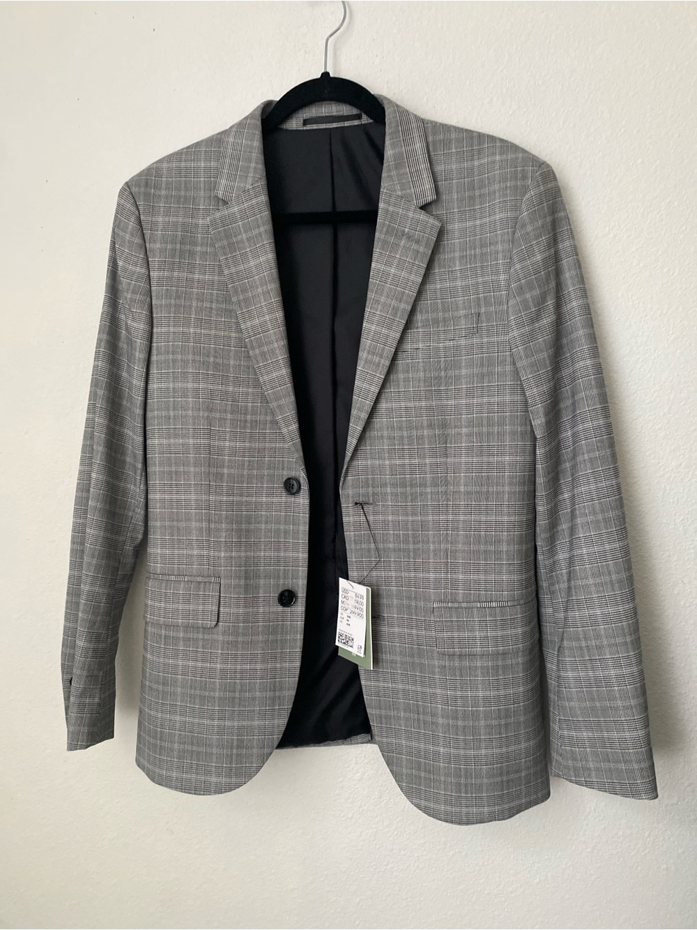 H&M Men's Gray Plaid Suit Blazer